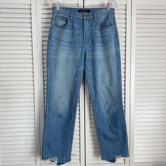 J Brand Ivy Slouchy High Rise Straight Leg Baggy Crop Jeans Step Hem Size 25 - Picture 1 of 10